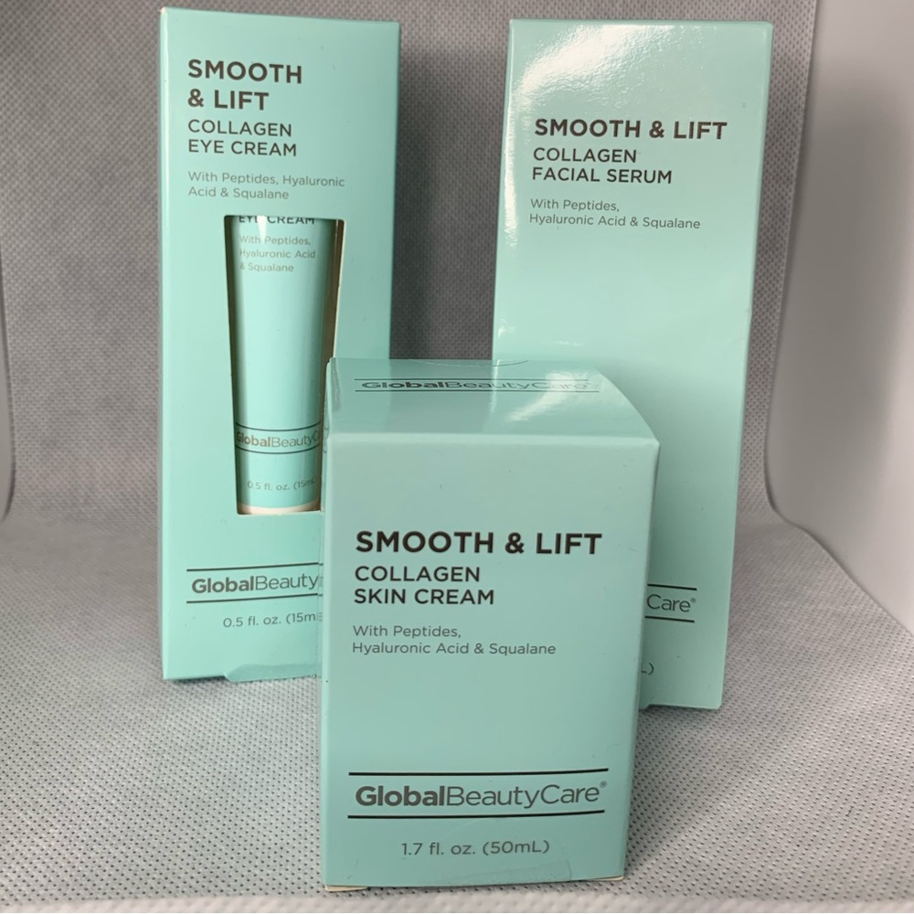 Global Beauty Care Smooth & Lift Collagen Facial Serum, Eye Cream, & Skin Cream